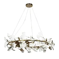 Люстра подвесная Флеур (Fleur) 10124/10 LOFT IT белая на 10 ламп, основание золотое в стиле арт-деко флористика Люстра подвесная Флеур (Fleur) 10124/10 LOFT IT белая на 10 ламп, основание золотое в стиле арт-деко флористика
